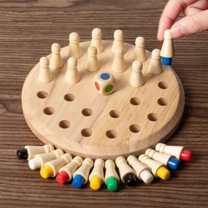 Wooden Memory Match Stick Chess Game Set Kids Family Board Games