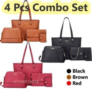 4PCS/Set Women Lady Fashion Leather Handbag Shoulder Bag