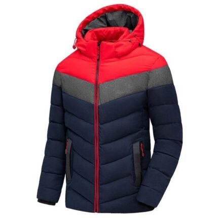 Men's Stylish Windproof Padding Hudies Jacket (Red & Blue)