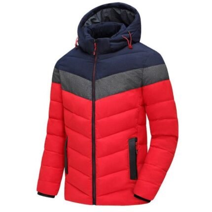 Men's Stylish Windproof Padding Hudies Jacket (Blue & Red)