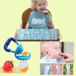 3Pcs Baby Feeding Combo Set | Baby Bibs | Silicon Finger Brush | Baby Fruit Feeder