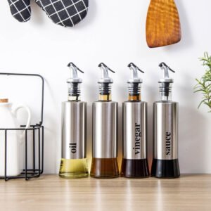500ml Glass Oil Dispenser with Steel Cover Seasoning