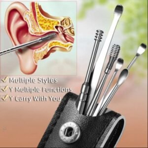 6PCS Ear Cleaner Set Stainless Steel With Lather Case