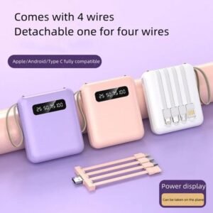 Mini Portable Charger 20000Mah Charging Power Banks Fast Charging Built-in 4 Cable